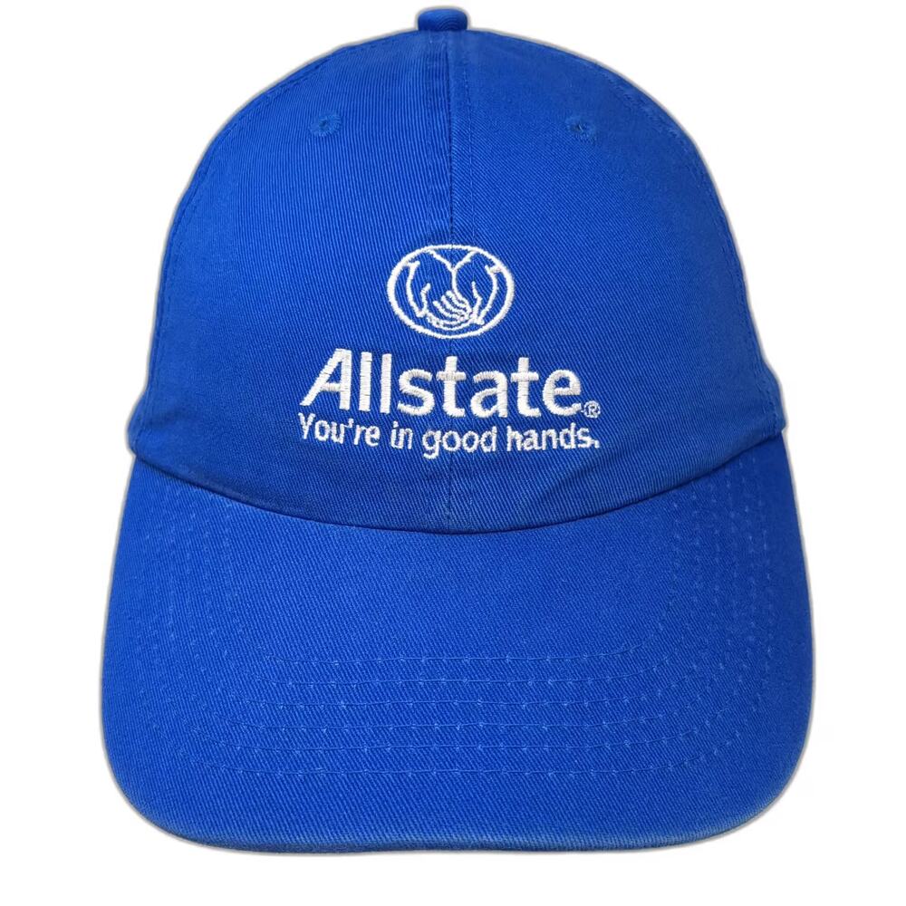 Apollo Allstate Insurance Embroidered Blue White Baseball Cap Hat OS Slideback